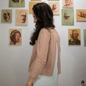 LOFT layered knit and silk top